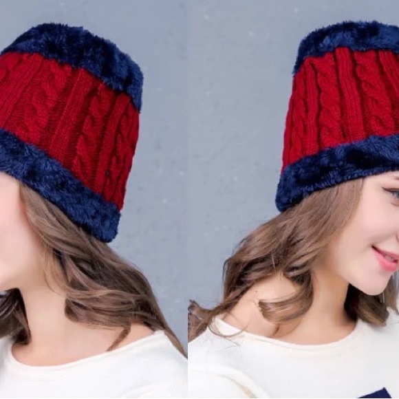 Women Winter Hat Scarf Slouchy BeanieSnow Knit Skull Cap high quality color wine - Picture 2 of 10